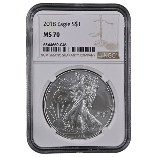 2018\u0020NGC\u0020MS\u002D70\u00201\u0020oz\u0020American\u0020Silver\u0020Eagle\u0020Coin\u0020\u002D\u0020Brown\u0020Label