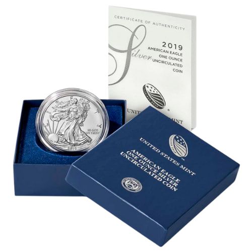 2019\u002DW\u00201\u0020oz\u0020American\u0020Silver\u0020Eagle\u0020Burnished\u0020Coin\u0020with\u0020Box\u0020and\u0020COA