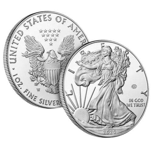 2020-W 1 oz American Silver Eagle Proof Coin V75 Privy Mark w/Box & COA