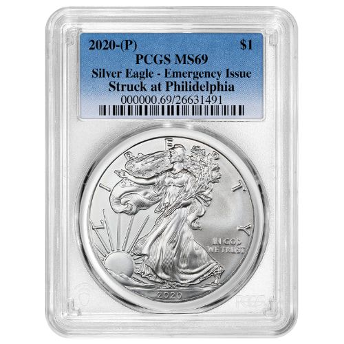 2020\u002D\u0028P\u0029\u0020PCGS\u0020MS\u002D69\u0020Emergency\u0020Issue\u0020\u002D\u00201\u0020oz\u0020American\u0020Silver\u0020Eagle\u0020Coin\u0020Struck\u0020at\u0020Philadelphia\u0020Mint