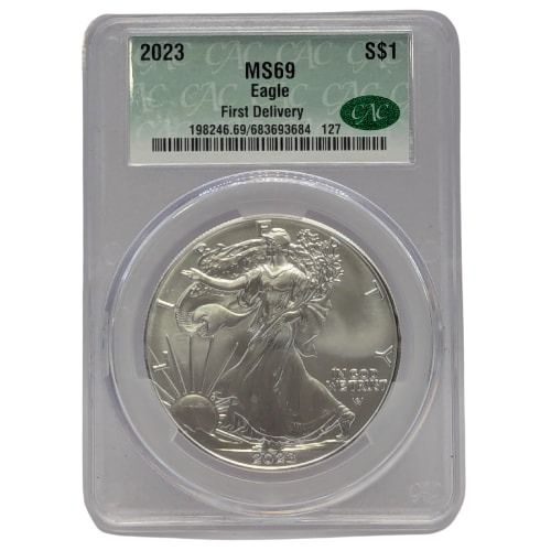 2023\u0020CAC\u0020MS\u002D69\u0020First\u0020Delivery\u00201\u0020oz\u0020American\u0020Silver\u0020Eagle\u0020Coin