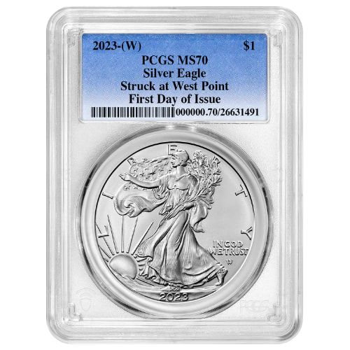 2023\u002D\u0028W\u0029\u0020PCGS\u0020MS\u002D70\u0020First\u0020Day\u0020of\u0020Issue\u0020Struck\u0020at\u0020West\u0020Point\u0020Mint\u00201\u0020oz\u0020American\u0020Silver\u0020Eagle\u0020Coin