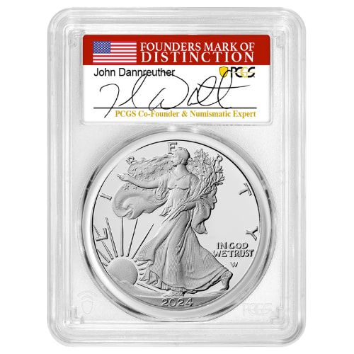 2024\u002DS\u0020PCGS\u0020PR\u002D70\u0020First\u0020Day\u0020of\u0020Issue\u00201\u0020oz\u0020American\u0020Silver\u0020Eagle\u0020Proof\u0020Coin\u0020\u002D\u0020John\u0020Dannreuther\u0020Signed\u0020Label
