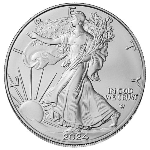 2024-W 1 oz American Silver Eagle Burnished Coin with Box and COA