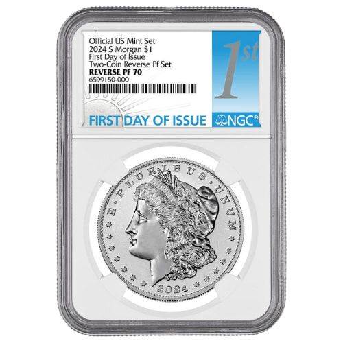 2024-S NGC PF-70 First Day of Issue Morgan & Peace Dollar Reverse Proof Silver 2-Coin Set