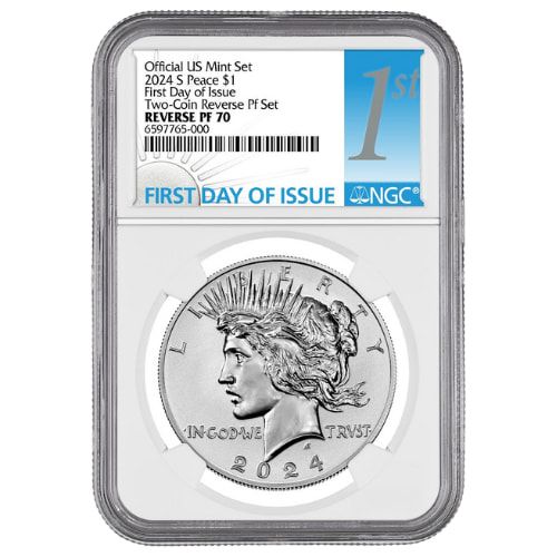 2024-S NGC PF-70 First Day of Issue Morgan & Peace Dollar Reverse Proof Silver 2-Coin Set