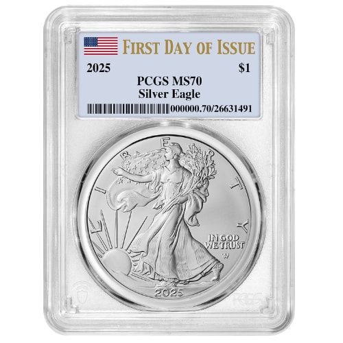 2025\u0020PCGS\u0020MS\u002D70\u0020First\u0020Day\u0020of\u0020Issue\u00201\u0020oz\u0020American\u0020Silver\u0020Eagle\u0020Coin