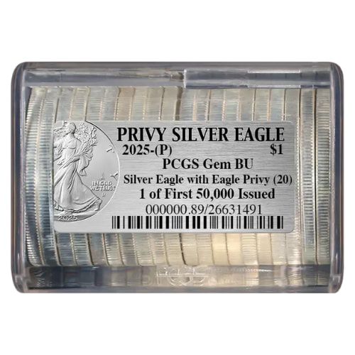2025\u002D\u0028P\u0029\u0020PCGS\u0020Gem\u0020BU\u0020One\u0020of\u0020First\u002050,000\u0020Issued\u0020Eagle\u0020Privy\u00201\u0020oz\u0020American\u0020Silver\u0020Eagle\u0020Coin\u0020\u002D\u0020Tube\u0020of\u002020