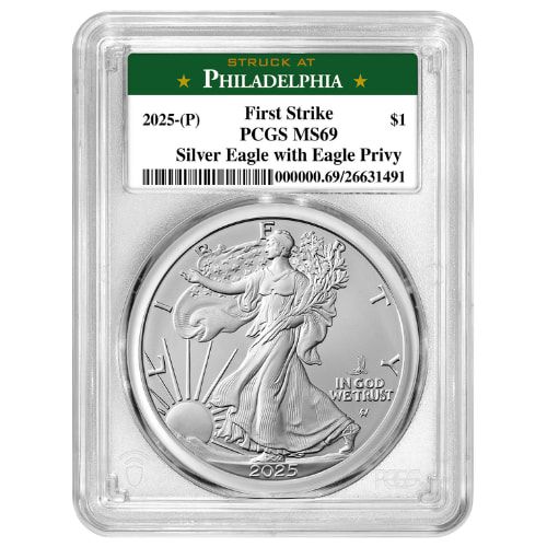 2025\u002D\u0028P\u0029\u0020PCGS\u0020MS\u002D69\u0020First\u0020Strike\u0020Eagle\u0020Privy\u00201\u0020oz\u0020American\u0020Silver\u0020Eagle\u0020Coin\u0020\u002D\u0020Philadelphia\u0020Label