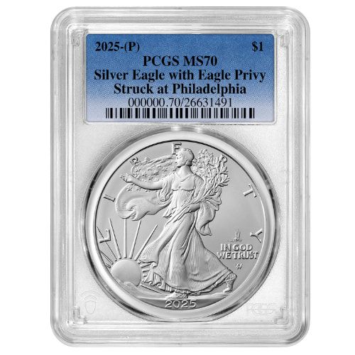2025\u002D\u0028P\u0029\u0020PCGS\u0020MS\u002D70\u0020Eagle\u0020Privy\u00201\u0020oz\u0020American\u0020Silver\u0020Eagle\u0020Coin\u0020\u002D\u0020Standard\u0020Label