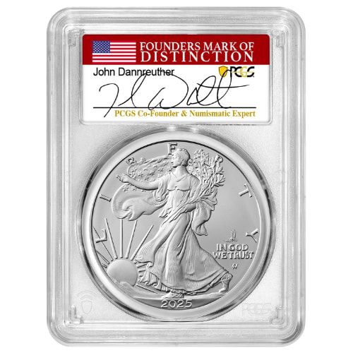 2025\u002D\u0028P\u0029\u0020PCGS\u0020MS\u002D70\u0020First\u0020Day\u0020of\u0020Issue\u0020Eagle\u0020Privy\u00201\u0020oz\u0020American\u0020Silver\u0020Eagle\u0020Coin\u0020\u002D\u0020John\u0020Dannreuther\u0020Signed\u0020Label
