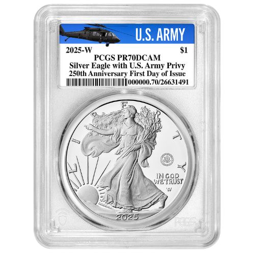 2025\u002DW\u0020PCGS\u0020PR\u002D70\u0020First\u0020Day\u0020of\u0020Issue\u0020US\u0020Army\u0020Privy\u00201\u0020oz\u0020American\u0020Silver\u0020Eagle\u0020Proof\u0020Coin\u0020\u002D\u0020Army\u0020Label