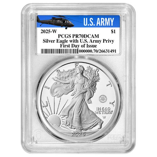 2025\u002DW\u0020PCGS\u0020PR\u002D70\u0020First\u0020Day\u0020of\u0020Issue\u0020US\u0020Army\u0020Privy\u00201\u0020oz\u0020American\u0020Silver\u0020Eagle\u0020Proof\u0020Coin\u0020\u002D\u0020Army\u0020Label