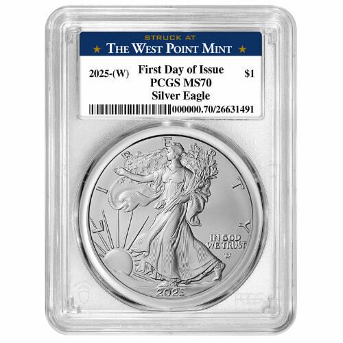 2025\u002D\u0028W\u0029\u0020US\u0020Silver\u0020Eagle\u0020PCGS\u0020MS\u002D70\u0020First\u0020Day\u0020of\u0020Issue\u00201\u0020oz\u0020Coin\u0020\u002D\u0020Struck\u0020at\u0020West\u0020Point\u0020Label