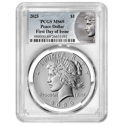 2025\u0020PCGS\u0020MS\u002D69\u0020First\u0020Day\u0020of\u0020Issue\u0020Peace\u0020Dollar\u0020Silver\u0020Coin