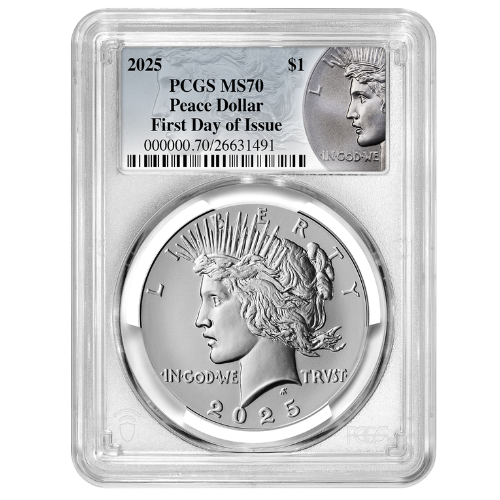 2025\u0020PCGS\u0020MS\u002D70\u0020First\u0020Day\u0020of\u0020Issue\u0020Peace\u0020Dollar\u0020Silver\u0020Coin
