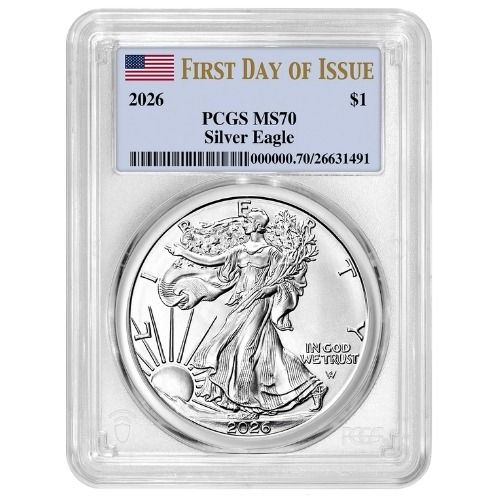 2026\u0020PCGS\u0020MS\u002D70\u0020First\u0020Day\u0020of\u0020Issue\u00201\u0020oz\u0020American\u0020Silver\u0020Eagle\u0020Coin