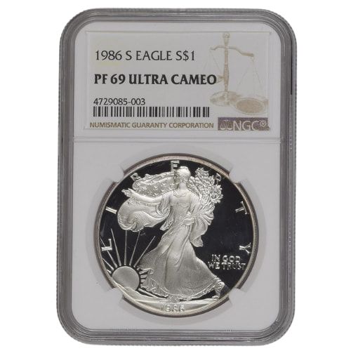 1986\u002DS\u0020NGC\u0020PF\u002D69\u00201\u0020oz\u0020American\u0020Silver\u0020Eagle\u0020Proof\u0020Coin
