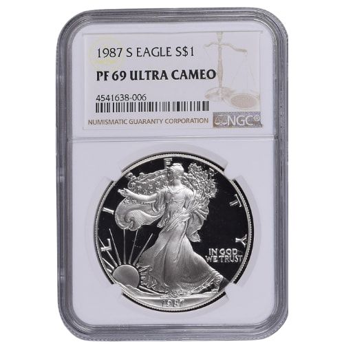 1987\u002DS\u0020NGC\u0020PF\u002D69\u00201\u0020oz\u0020American\u0020Silver\u0020Eagle\u0020Proof\u0020Coin