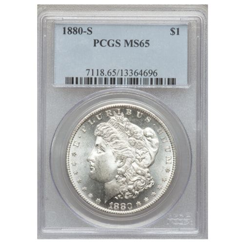 1880\u002DS\u0020PCGS\u0020MS\u002D65\u0020Morgan\u0020Silver\u0020Dollar\u0020Coin