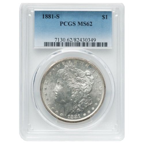 1881\u002DS\u0020PCGS\u0020MS\u002D62\u0020Morgan\u0020Silver\u0020Dollar\u0020Coin