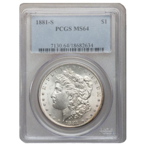 1881\u002DS\u0020PCGS\u0020MS\u002D64\u0020Morgan\u0020Silver\u0020Dollar\u0020Coin