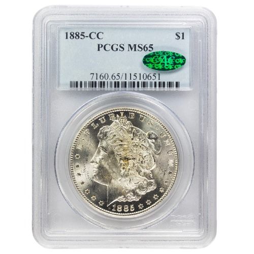 1885-CC PCGS MS-65 CAC Sticker Morgan Silver Dollar Coin