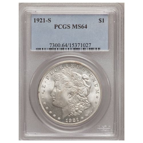 1921\u002DS\u0020PCGS\u0020MS\u002D64\u0020Morgan\u0020Silver\u0020Dollar\u0020Coin