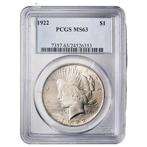 1922\u0020PCGS\u0020MS\u002D63\u0020Peace\u0020Dollar\u0020Silver\u0020Coin