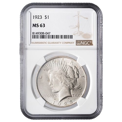 1923\u0020NGC\u0020MS\u002D63\u0020Peace\u0020Dollar\u0020Silver\u0020Coin
