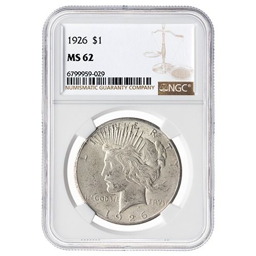 1926\u0020NGC\u0020MS\u002D62\u0020Peace\u0020Dollar\u0020Silver\u0020Coin