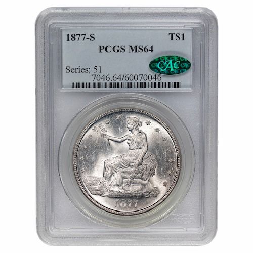 1877\u002DS\u0020US\u0020Silver\u0020Trade\u0020Dollar\u0020PCGS\u0020MS\u002D64\u0020CAC