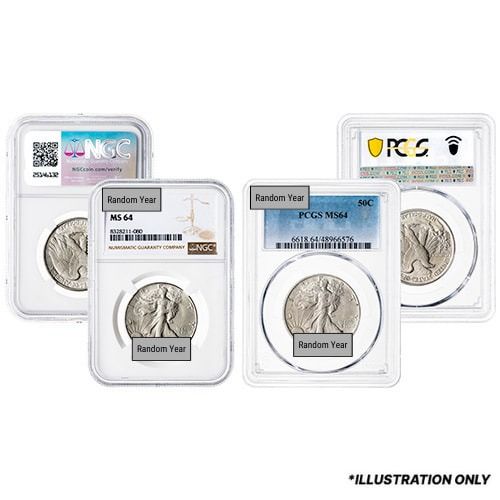 1916\u002D1947\u0020NGC\u002FPCGS\u0020MS\u002D64\u0020Walking\u0020Liberty\u0020Half\u0020Dollar\u0020Coin