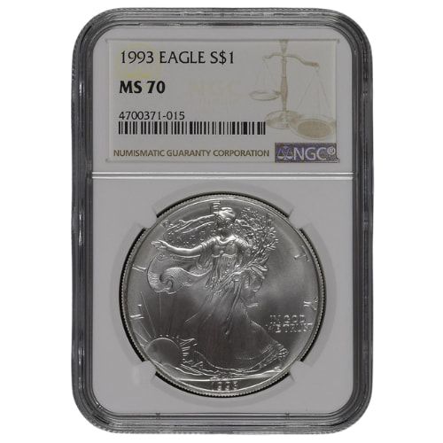 1993\u0020NGC\u0020MS\u002D70\u00201\u0020oz\u0020American\u0020Silver\u0020Eagle\u0020Coin\u0020\u002D\u0020Brown\u0020Label