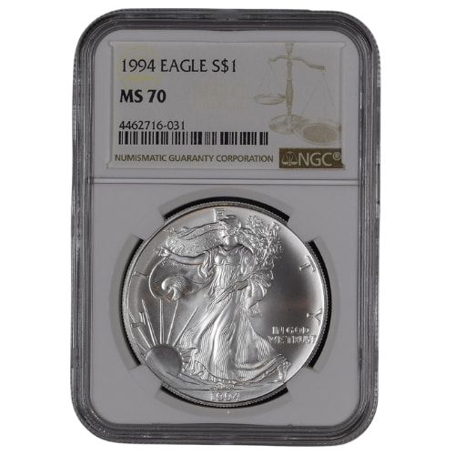 1994\u0020NGC\u0020MS\u002D70\u00201\u0020oz\u0020American\u0020Silver\u0020Eagle\u0020Coin\u0020\u002D\u0020Brown\u0020Label