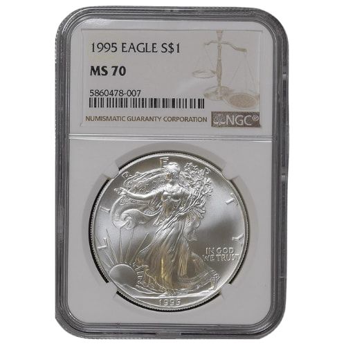 1995\u0020NGC\u0020MS\u002D70\u00201\u0020oz\u0020American\u0020Silver\u0020Eagle\u0020Coin\u0020\u002D\u0020Brown\u0020Label