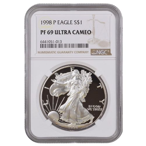 1998\u002DP\u0020NGC\u0020PF\u002D69\u00201\u0020oz\u0020American\u0020Silver\u0020Eagle\u0020Proof\u0020Coin