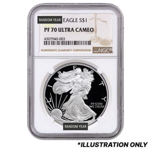 1\u0020oz\u0020American\u0020Silver\u0020Eagle\u0020NGC\u0020PF\u002D70\u0020Proof\u0020Coin\u0020\u002D\u0020Random\u0020Year