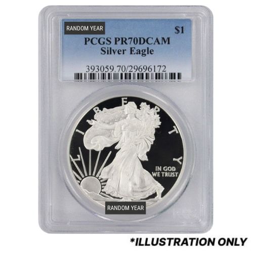 PCGS\u0020PR\u002D70\u00201\u0020oz\u0020American\u0020Silver\u0020Eagle\u0020Proof\u0020Coins\u0020\u002D\u0020Random\u0020Year