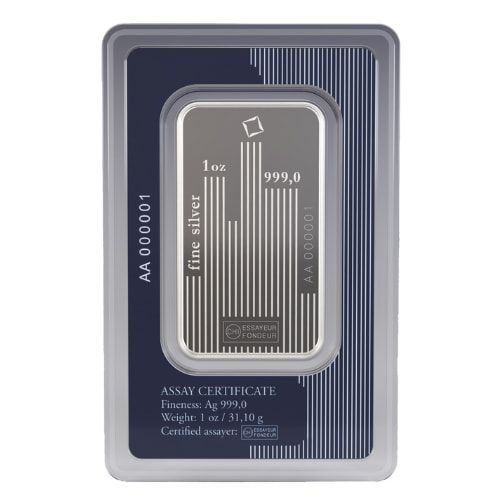 1 oz Valcambi Silver SkylineBar - In Assay