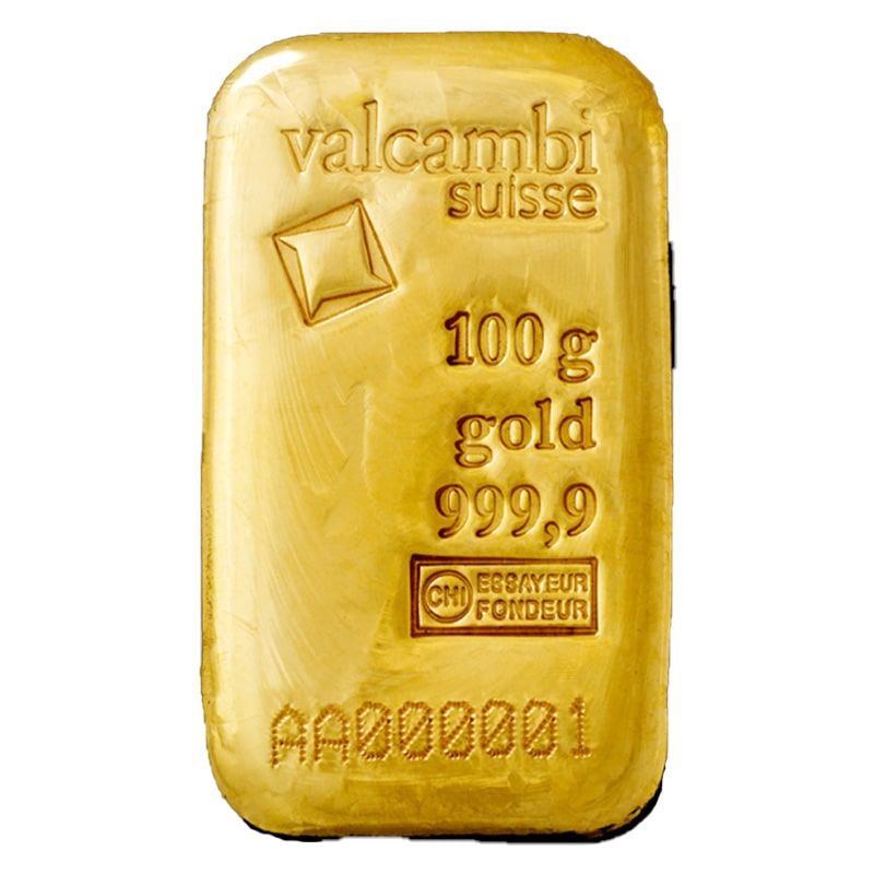 100 Grams Valcambi Suisse Cast Gold Bar