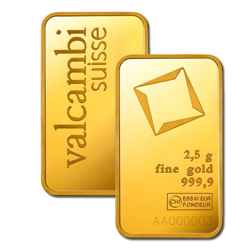 Valcambi 2.5 Gram Gold Bar In Certicard