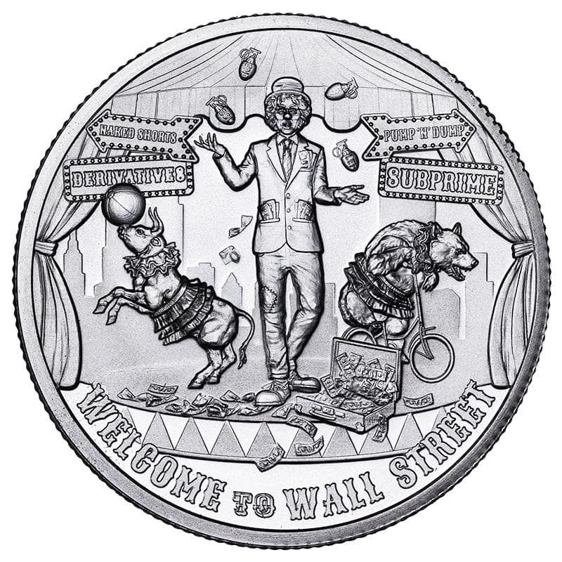 2022\u00202\u0020oz\u0020Welcome\u0020to\u0020Wall\u0020Street\u0020High\u0020Relief\u0020Silver\u0020Round