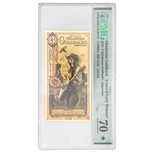 Oklahoma\u00203\u0020Goldback\u0020PMG\u002D70\u0020Limited\u0020Early\u0020Release\u0020Gold\u0020Aurum\u0020Note\u0020\u002824K\u0029