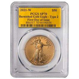 2021-W PCGS SP-70 First Day of Issue 1 oz American Gold
