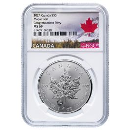 Buy NGC MS-69 2024 1 oz Canadian Silver Maple Leaf Coins