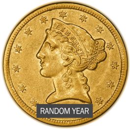 $5 Liberty Half Eagle Gold Coin (AU) - Random Year