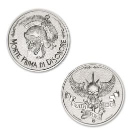 Mr. Slowboy dunhill額装ジグレーイラスト限定2点シリアルNo2 2 oz Intaglio Morte Prima Di Disonore Silver Round | SD Bullion