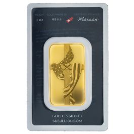 1 oz SD Bullion Cross and Flag Gold Bar