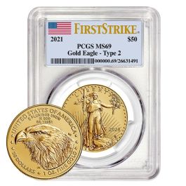 2021 1 oz PCGS MS-69 First Strike Type 2 American Gold Eagle Coin